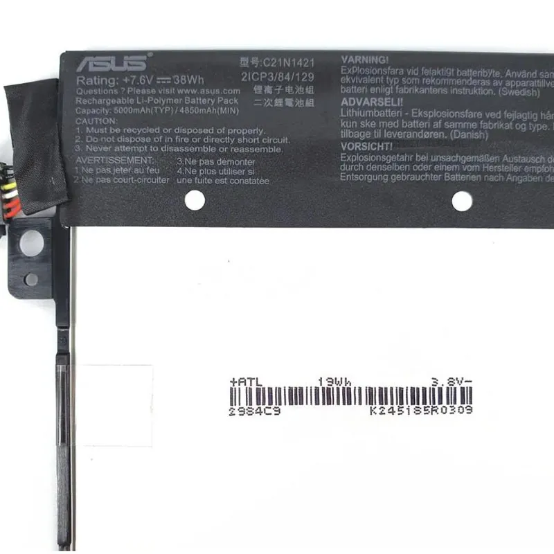 38Wh Asus C21N1421 Akku Battery – Bild 2