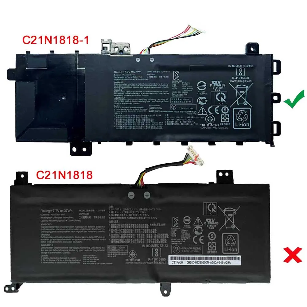 37Wh Asus C21N1818-1 Akku Battery – Bild 3