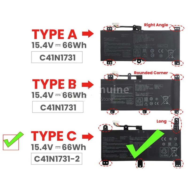 66Wh Asus C41N1731-2 Akku Battery – Bild 2