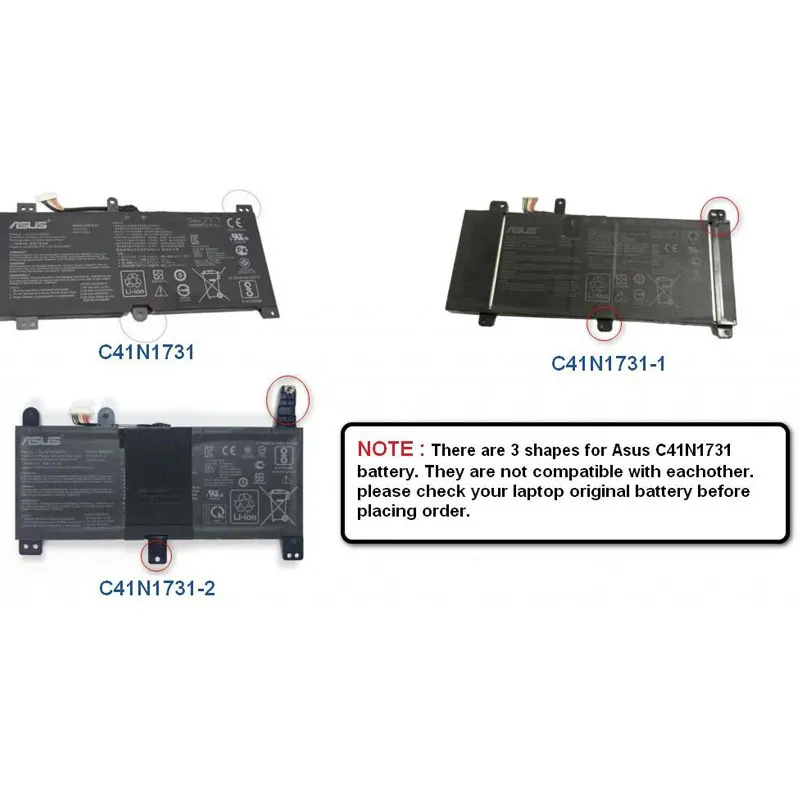 66Wh Asus C41N1731-2 Akku Battery – Bild 3