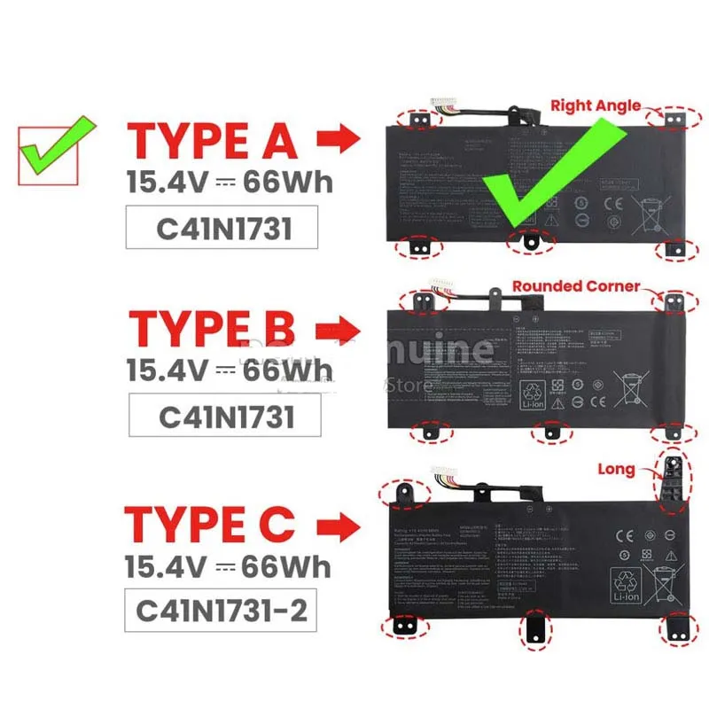 66Wh Asus C41N1731-A Akku Battery – Bild 2