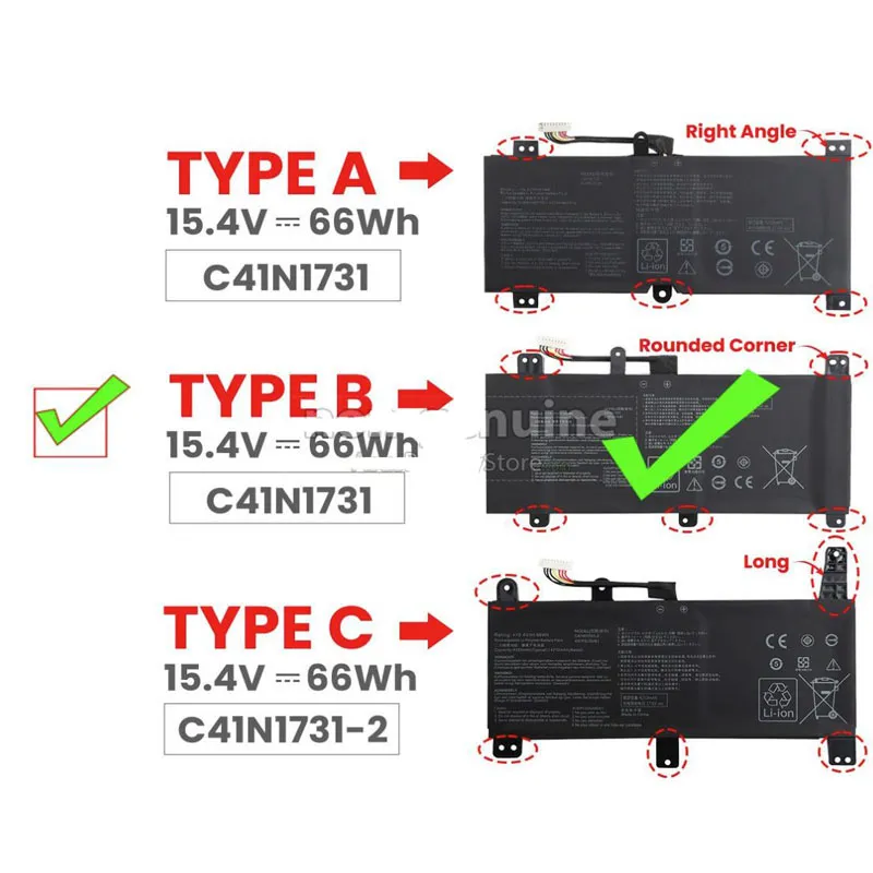 66Wh Asus C41N1731 B Akku Battery – Bild 2