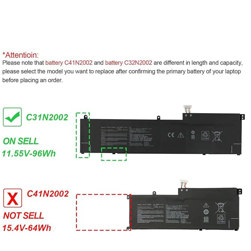 96Wh Asus C32N2002 Akku Battery – Bild 2