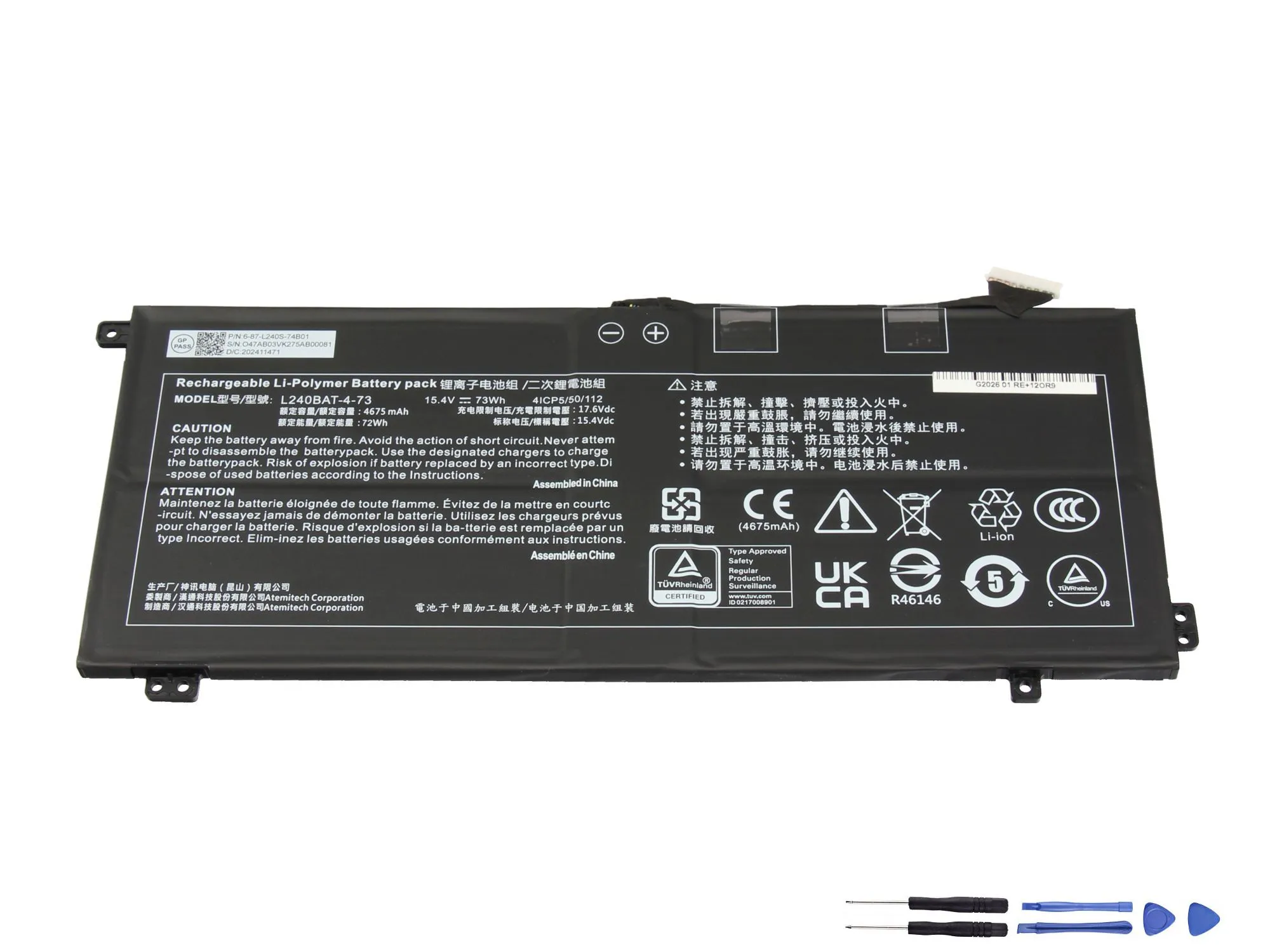 73Wh Clevo L240BAT-4-73 Akku Battery