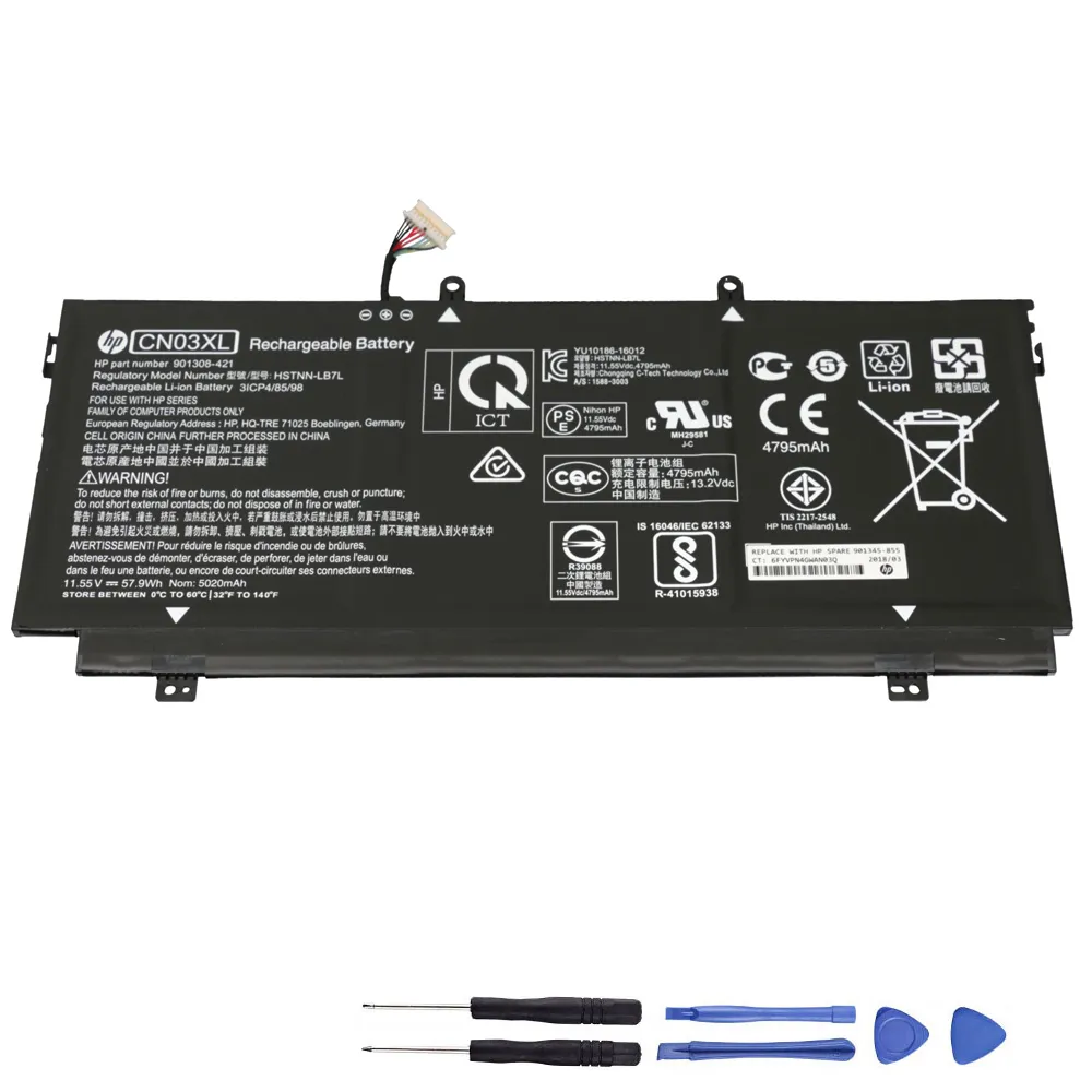 57.9Wh HP CN03XL Akku Battery Long Line