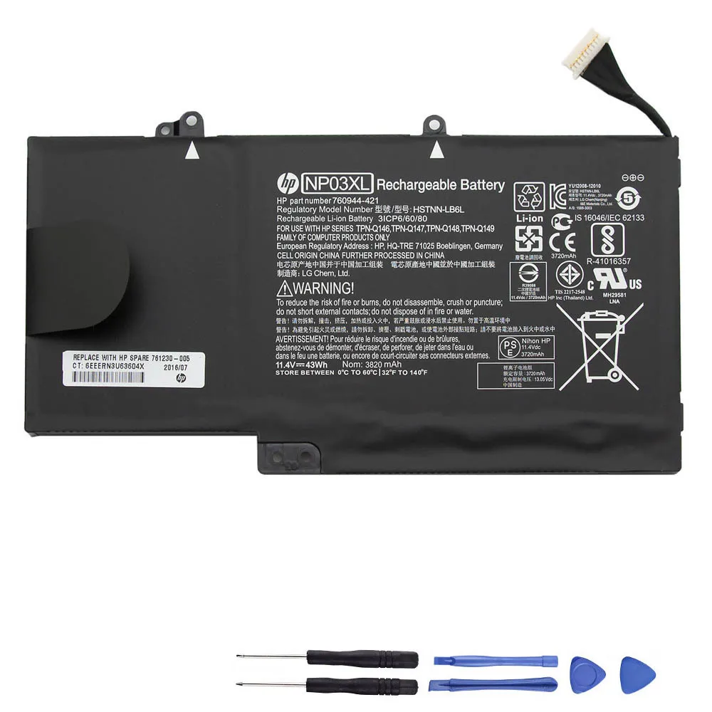 43Wh HP NP03XL Akku Battery